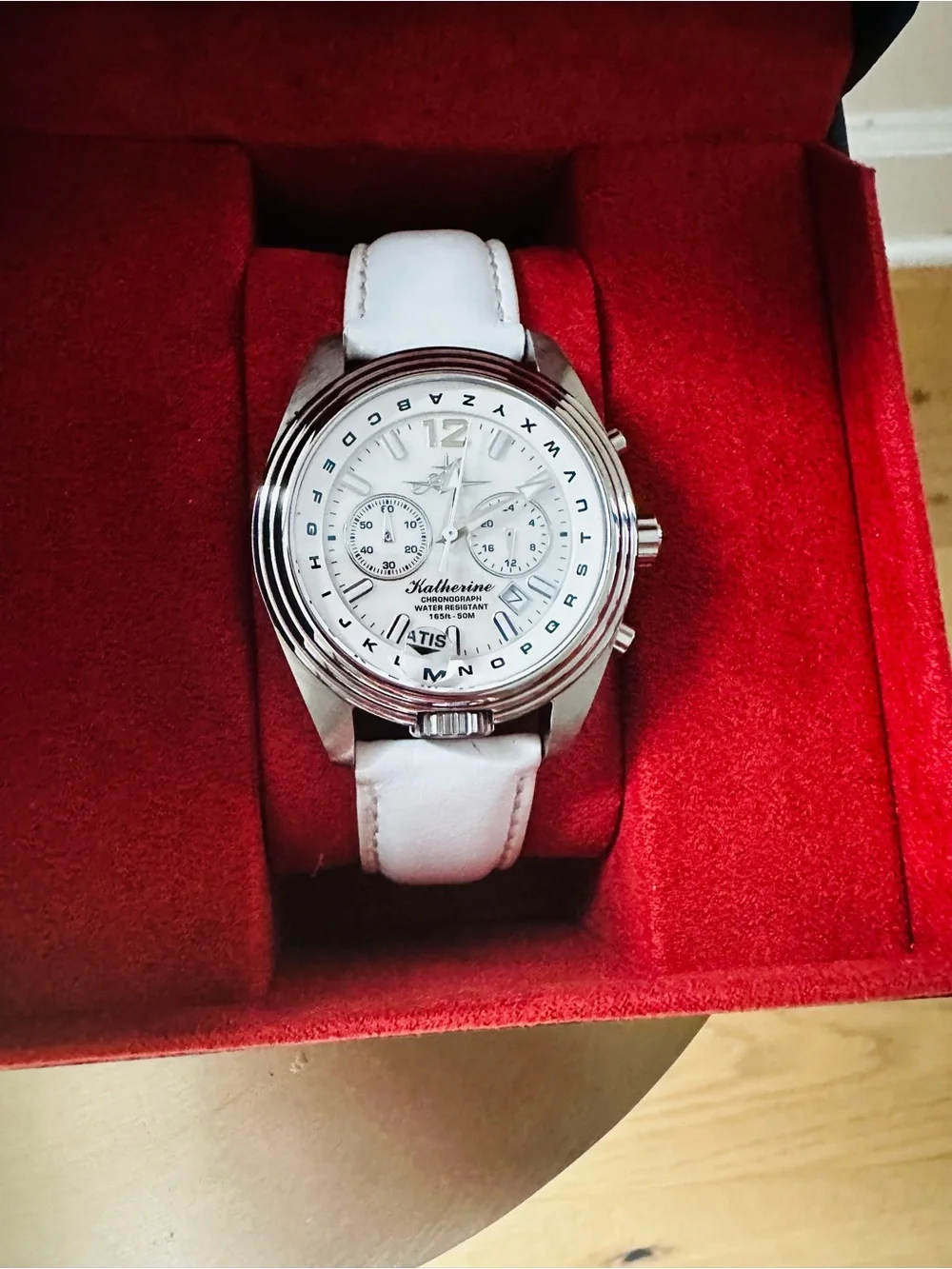 Abingdon Katherine Chronograph ATIS Pilot Watch — White Leather, Box Included